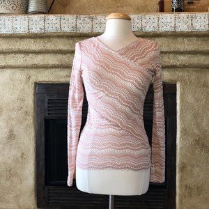 Pink stretchy designer lace criss-cross Top